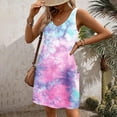 thumbnail image 4 of LYXSSBYX Summer Dresses for Women 2024 Women's Casual With Pockets Summer Boho Beach Dress T-Shirts Dress V Neck Loose Tank Dresses, 4 of 4