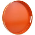thumbnail image 5 of Orange Round Decorative Tray with Handles, 13" Versatile Serving Tray for Coffee Table, Ottoman, Ideal for Serving, Displaying, Organizing, 5 of 5