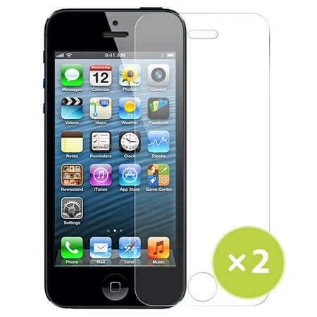 iPhone 5 Tempered Glass, 2X Nakedcellphone 9H Hard Clear Screen Protector Guard [Crack Saver] for Apple iPhone 5 5s