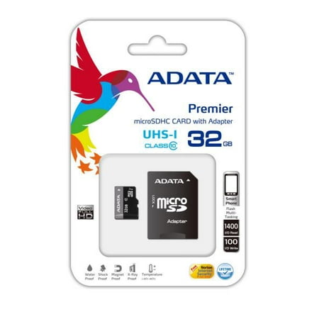 32GB AData Turbo microSDHC UHS-1 CL10 Memory Card w/SD