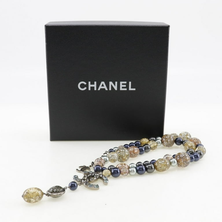 Pre-Owned CHANEL COCO Mark Necklace x Fake Pearl Rhinestone  display picture 1