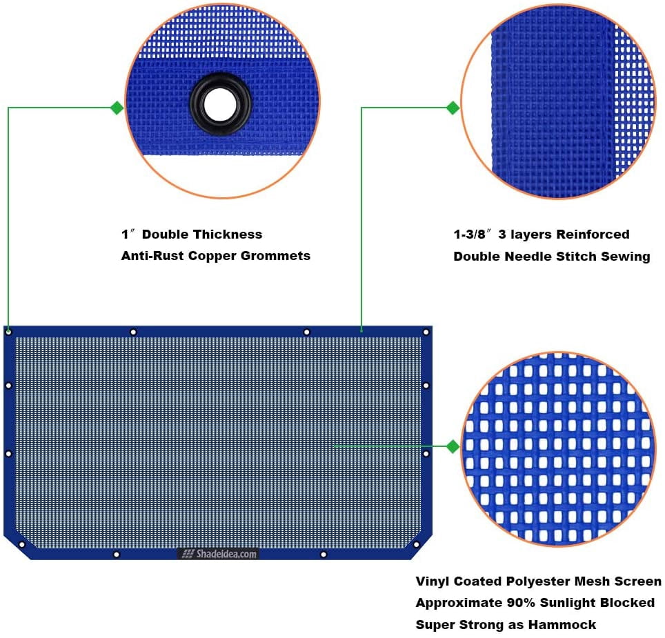 Shadeidea Jeep Wrangler Sunshade JL Unlimited (2018-Current) 2 Door and 4 Door Front-Blue Mesh Screen Sunshade JLU SAHARA RUBICON SPORT S Top Cover UV Blocker with Grab Bag-10 years Warranty