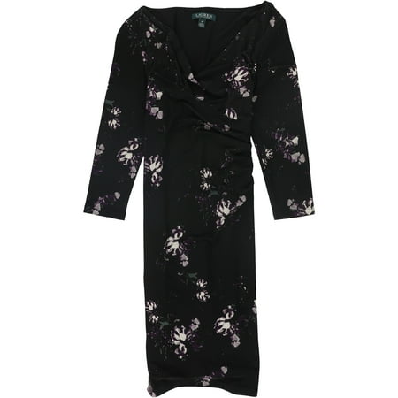 Ralph Lauren Womens Dalen Metallic Floral Cocktail Dress Black Size 10