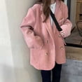 thumbnail image 2 of PIKADINGNIS Pink Corduroy Blazer Women Casual Loose Double Breasted Womens Jackets Autumn Winter Vintage Coats Top Female, 2 of 6