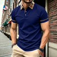 thumbnail image 6 of Zimjoy Men's Polo Shirt Short Sleeve Waffle Knit Casual Golf Polo Plaid Collar Stylish Button Down Business Casual Shirt for Men Navy L, 6 of 7