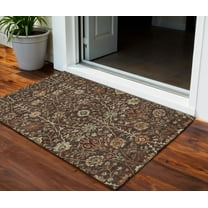 HomeRoots 603407 3 x 5 ft. Chocolate, Tan & Green Floral Washable Indoor & Outdoor Rectangle Area Rug