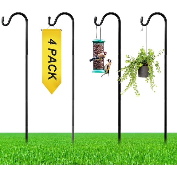 4 Pcs 45 Inch Shepherds Hook for Outdoor Adjustable Bird Feeder Pole Metal Steel Shepard Hooks for Hummingbird Stand Feeder Pole for Garden Plant, Lantern, Hanging Wedding Decor