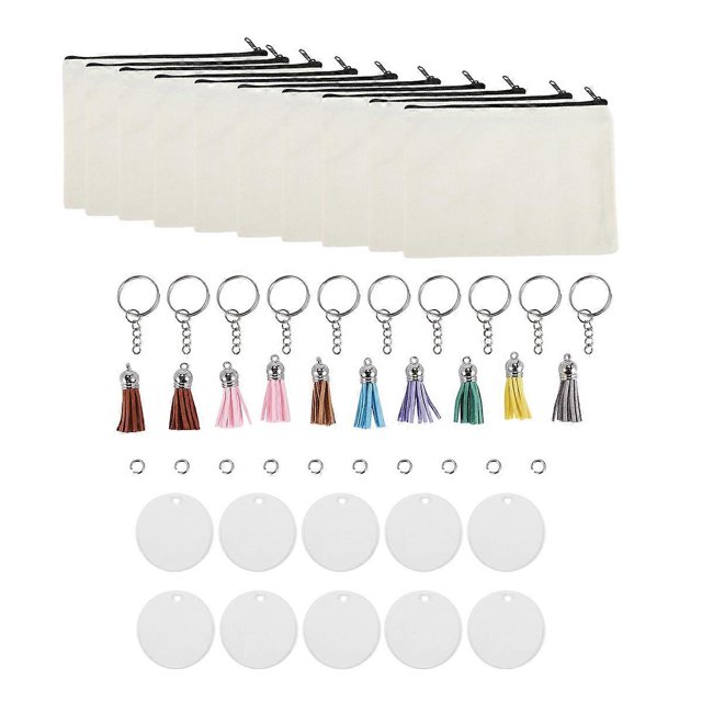 10 Pieces Sublimation Blanks Pouch DIY Heat fer Makeup Bags Iron on fer Zipper Canvas Pen