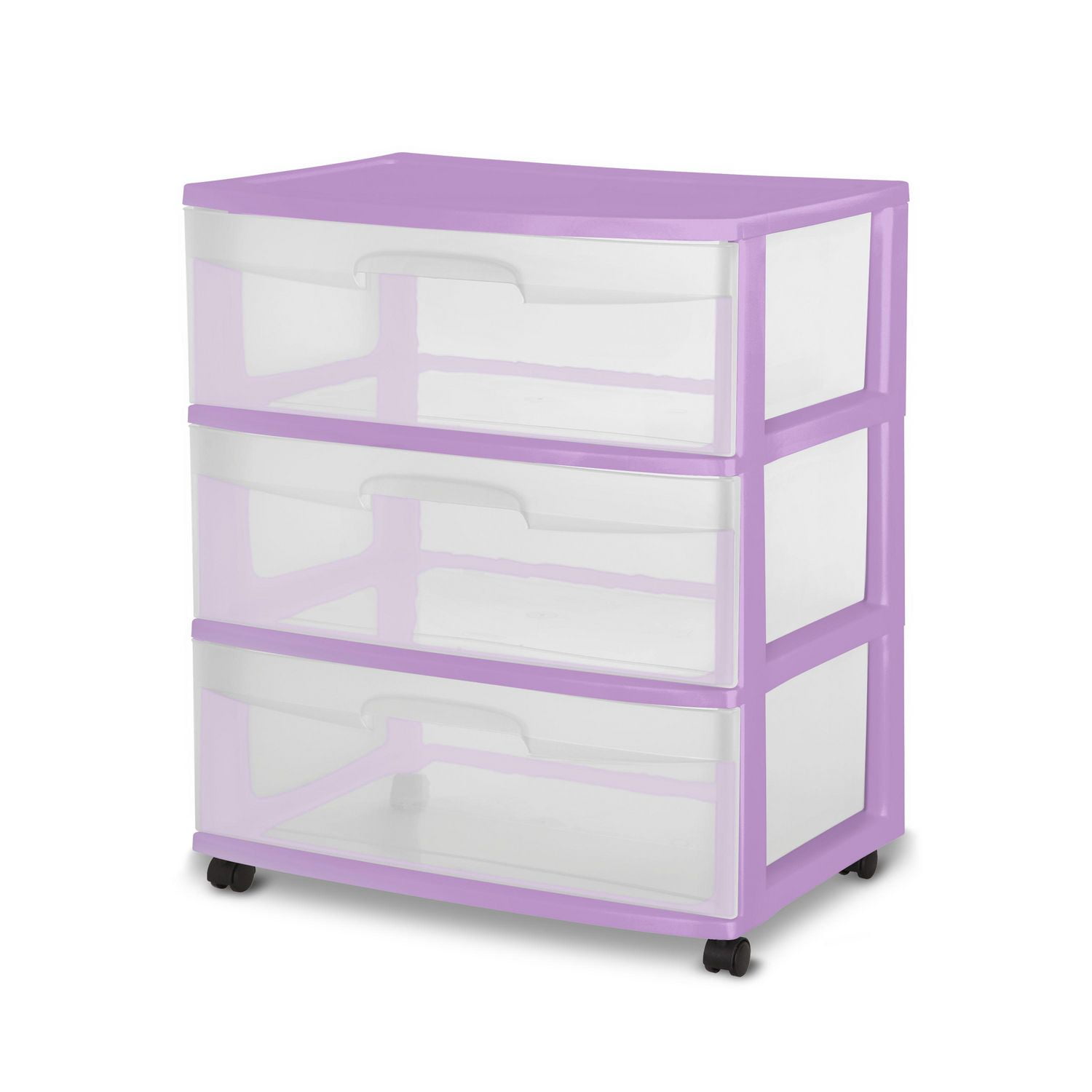 Sterilite Wide 3 Drawer Cart Lilac