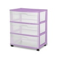 thumbnail image 1 of Sterilite Wide 3 Drawer Cart Lilac, 1 of 4