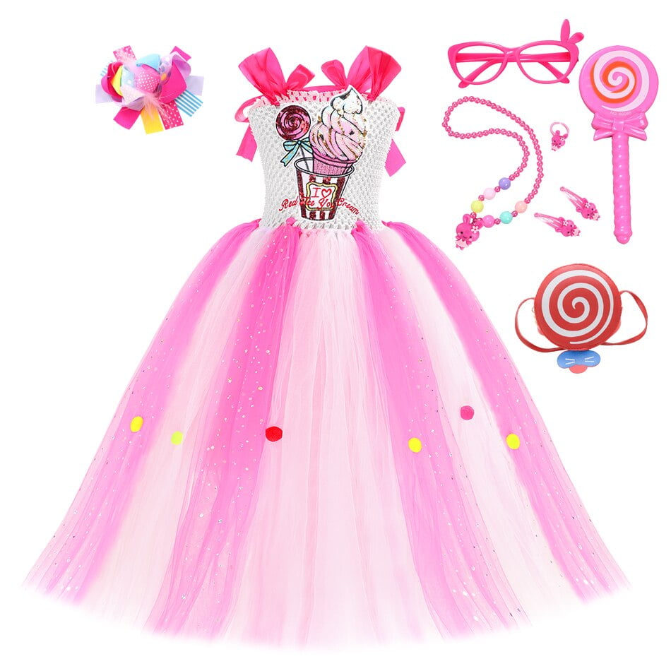 Vestido largo de princesa para ninas dulces disfraz de caramelo de arcoiris para ninos vestido de tutu ropa de piruleta de helado para fiestas de cumpleanos de carnaval 2 3T Gao Jinjia LED Walmart en ...