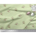 thumbnail image 2 of Soimoi Green Cotton Voile Fabric Cat & Wreath Stripe Decor Fabric Printed Yard 42 Inch Wide, 2 of 3