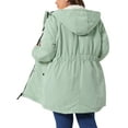 thumbnail image 4 of Agnes Orinda Women's Plus Size Coat Faux Lamb Fur Leather Button Down Long Sleeve Hoodie Jacket Outerwear with Pockets 2X Green, 4 of 7