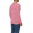 thumbnail image 3 of INSPIRE CHIC Men's T-Shirt Striped Crew Neck Long Sleeve Pullover Top 34 White Red, 3 of 7