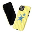 thumbnail image 3 of Yellow Striped iPhone Case with Blue Starfish, Beachy Nautical Summer Vibes, Protective Hard Cover for iPhone 16 15 14 13 12 11 Pro Max Plus Mini, 3 of 6