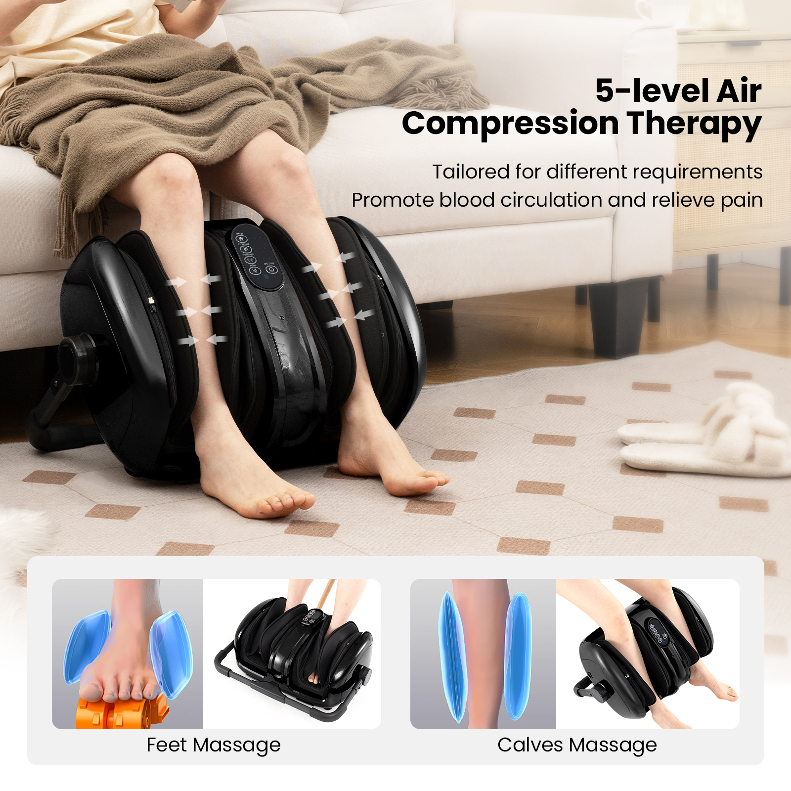 Giantex Foot & Calf Massager w/Heat, Deep Kneading Shiatsu Massager Machine, Gifts for Elder Men Women, Black