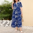 thumbnail image 2 of Uaswgudfs ​Floral Women's V-Neck Short Sleeve Midi Dress​ - Cotton Chiffon Summer 2025 Flow Style for Women Blue L, 2 of 6