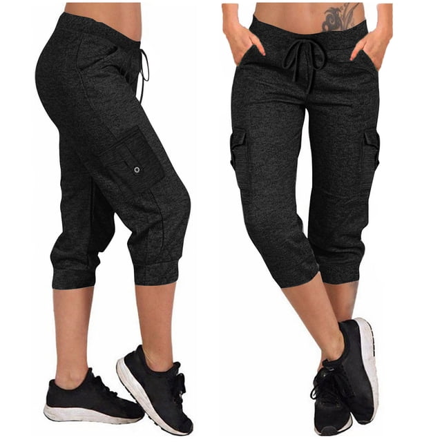 Simua Womens Capris Outdoor Athletic Soft Drawstring Sweatpants with Pockets