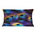 thumbnail image 3 of Designart "blue and purple Vibrant Peacock Feather" Animal Print Printed Throw Pillow, 3 of 5