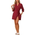 thumbnail image 2 of INSPIRE CHIC Women's Robe Lightweight Short Bathrobe Cotton Thin Sleepwear Soft Ladies Loungewear XS Red, 2 of 6