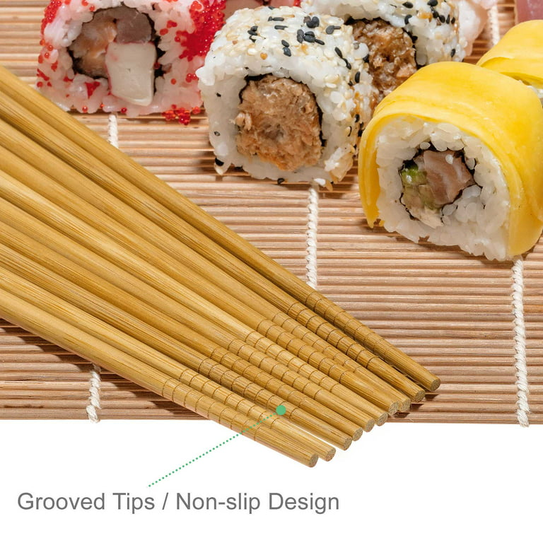 Sushi Making Kit - 2 Bamboo Sushi Rolling Mats, 5 Pairs Chopsticks