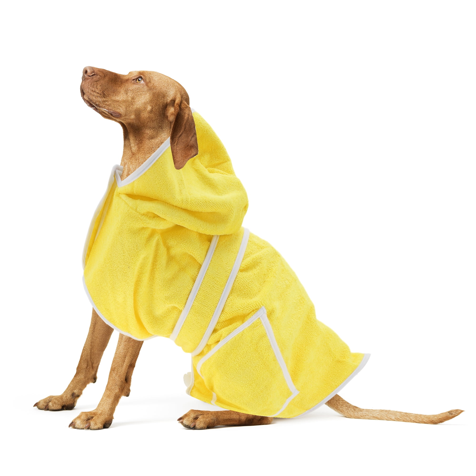 Unique Bargains Hooded Dog Bathrobe Soft Pet Towel Dog Towel Absorbent Coat XL Yellow