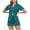 Army Green, variant on Women's V-Neck Button Down Short Sleeve Pajama Set with Shorts, Solid Color Piping Trim Cotton Blend Summer Sleepwear Lounge Home Wear Two Piece