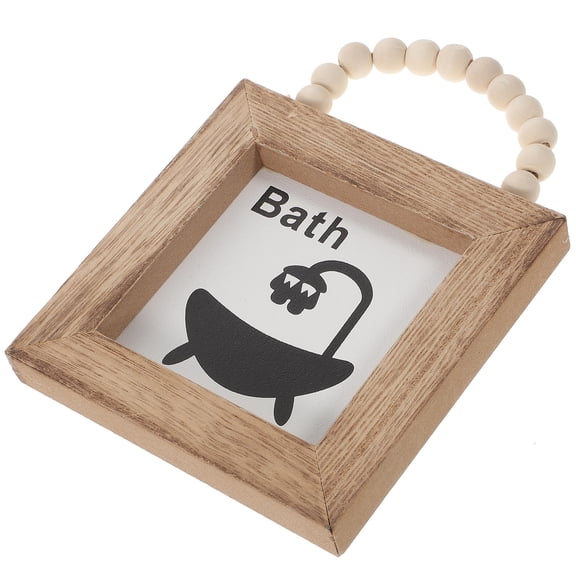 NICEXMAS Wooden Bathroom Wall Art for DIY Light Brown Rustic Style Hanging Board Home Decor 12.0x8.0 Inches