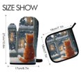thumbnail image 2 of 2 PCS Oven Baking Gloves Set Heat Resistant Oven Mitt & Pot Holder Set Cooking Mitts Kitchen Home Supplies Cat by The Window, 2 of 5