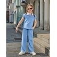 thumbnail image 3 of Arshiner Girls 2 Piece Outfits Summer Clothes Short Sleeve Crewneck Tops Wide Leg Pants Trendy Clothing Sets, 3 of 6