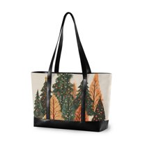 FORMRS Laptop Tote Bag for Women with 15.6" Computer Compartments Handbag, Brown Christmas Trees