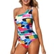thumbnail image 1 of Traje Baño una Pieza con un Hombro Descubierto para Mujer, Traje Baño Control, Cobertura Total Modesta, Traje Baño con Abertura en la Parte Posterior. Impresión S, 1 of 6