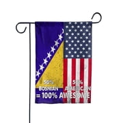 Flag American Half Bosnian Flag Bosnian American Friendship Bosnia And Herzegovina U.S.A Patriotic Proud House Flag, Double-Sided Decorative Outdoor Flag, Patriotic Polyester Yard Flag 29.5 x 39.5 in