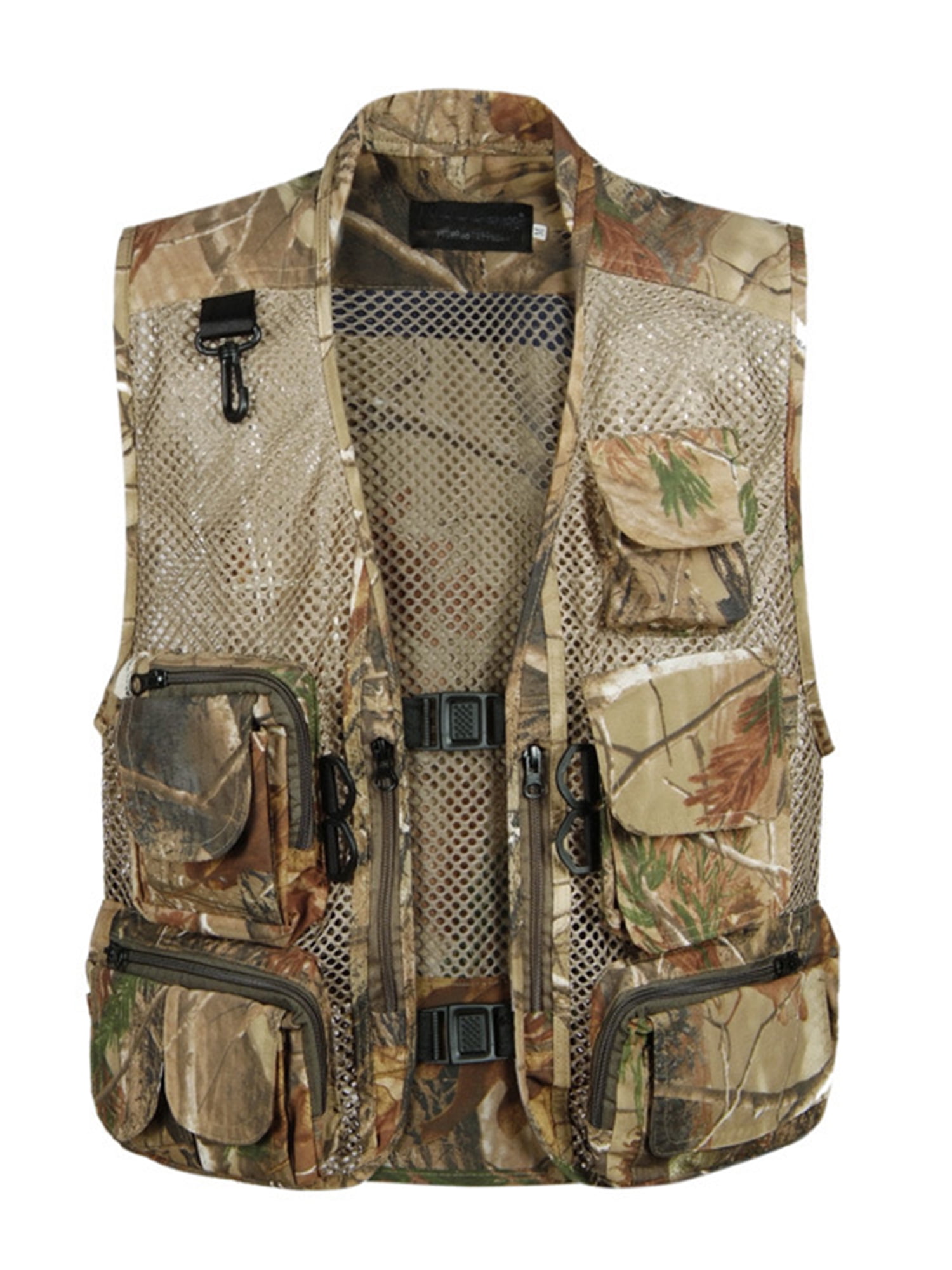 Lumento Mens Buckle Outdoor Utility Vests Fishing Mesh Work Vest