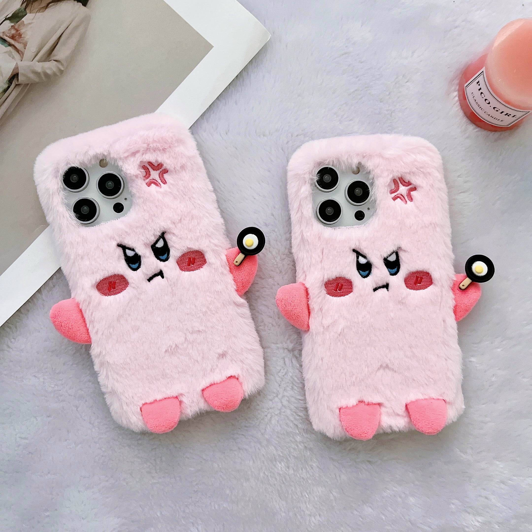For iPhone 14 Pro Max/14 Pro/14 Plus/14 Phone caseShockproof Cute 3D Pink  anger Kirby Soft Plush Case Cover - Walmart.com