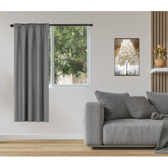 Gorgeous Home Linen 1-Piece 70% Blackout Rod Pocket Solid Window Curtain Panel With Lined Backing 35" X 63" R64 Charcoal