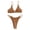 Coffee color, variant on Women Solid Color Bikini Sexy Slim Swimwear Small Chest Gathered Bathing Suits