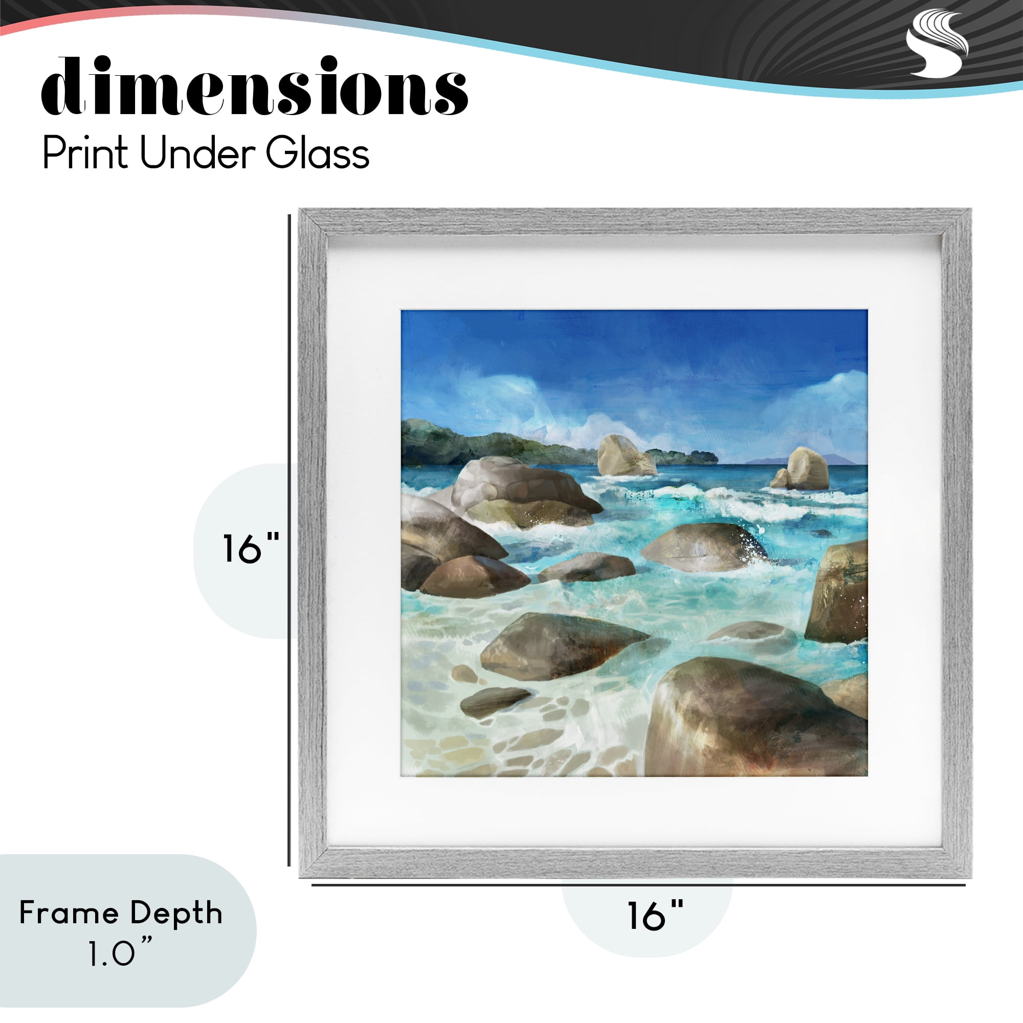 Stupell Industries Low Tide Rocks on Shore Gray Framed Print Under Glass, design by Mauro Devereaux