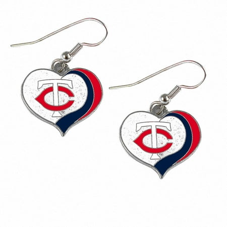 MLB Glitter Heart Earrings Dangle Charm Team Logo PICK YOUR TEAM w/Gift Box