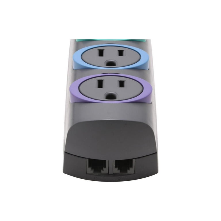 SmartSockets Color-Coded Strip Surge Protector, 6 AC Outlets, 6 ft Cord, 670 J, Black SmartSockets Color-Coded Strip Surge Protector, 6 AC Outlets, 6 ft Cord, 670 J, Black