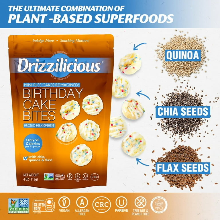 Drizzilicious Mini Rice Cakes Birthday Cake Flavored Vegan Gluten