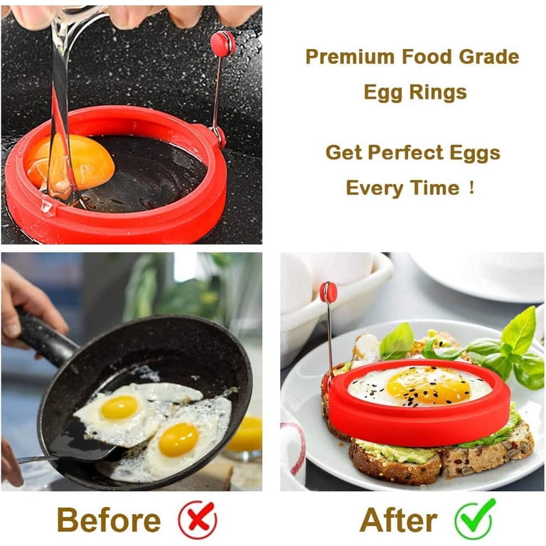 Egg Mold Silicone S Set Of 4 - Nonstick Egg Rings For Perfect Round Eggs & Pancakes, Heat Resistant To 400°F English Muffins