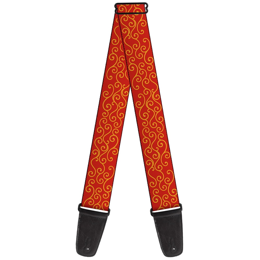 Buckle-Down Guitar Strap, Holiday Trim Swirls Red Gold, 2 Inches Wide