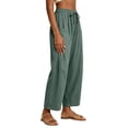 thumbnail image 6 of Women Linen Pants Wide Leg Boho Pants Loose Lightweigt Beach Palazzo Harem Pants with Pockets, XL, 6 of 7