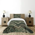 thumbnail image 4 of Ambesonne Boho Quilted Bedspread Set 2 Pcs, Modern Chevron Floral Dot Ikat, Twin Size, Laurel Green Eggshell, 4 of 4