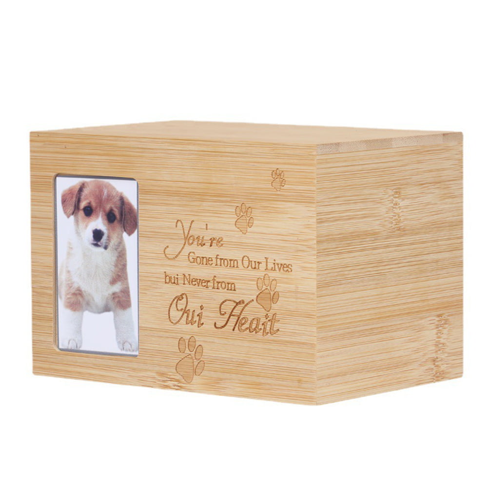 Wood Pet Memorial Ashes PhotoCasket Memory Box Personalised Keepsake Dog Cat Urn 
