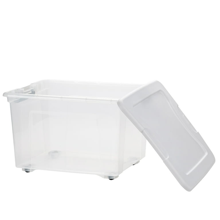 35L Collapsible Plastic Storage Bin Stackable Rolling Organizer Box with  Lid