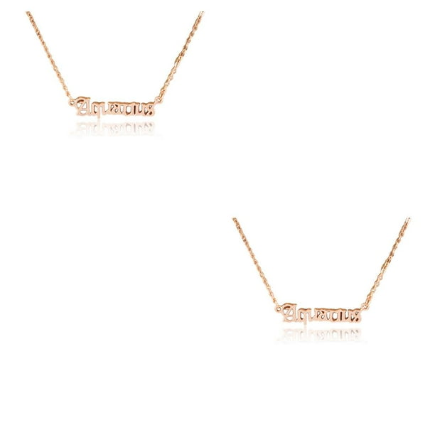 Sonducket Letra inglesa Doce Signo del zodiaco Constelaciones Tema Amistad Collar Ins Colgante para Amante Amigo Festival Regalos Oro rosa acuario Acuario 2piezas Sonducket CBP215927