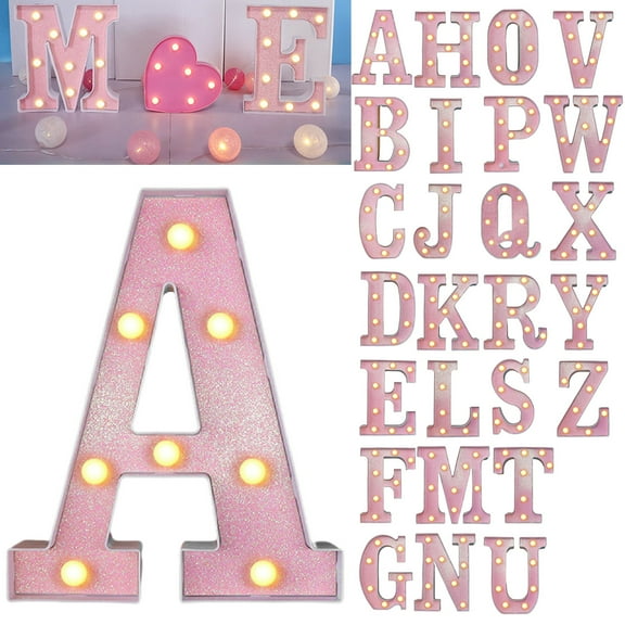 Led Light Up Letters, 8.6inch Marquee Letter LED Lights 26 Alphabet, Battery Powered Glitter Letters With Lights For Party, Table, Wall Decor Christmas Party Decor Letter Lights