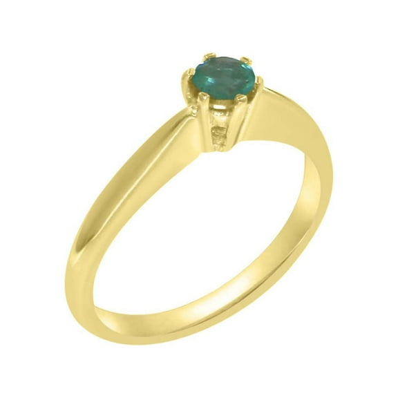 LBG British Made 10k Yellow Gold Natural Emerald Womens Engagement Ring - 33 size options - Size 10